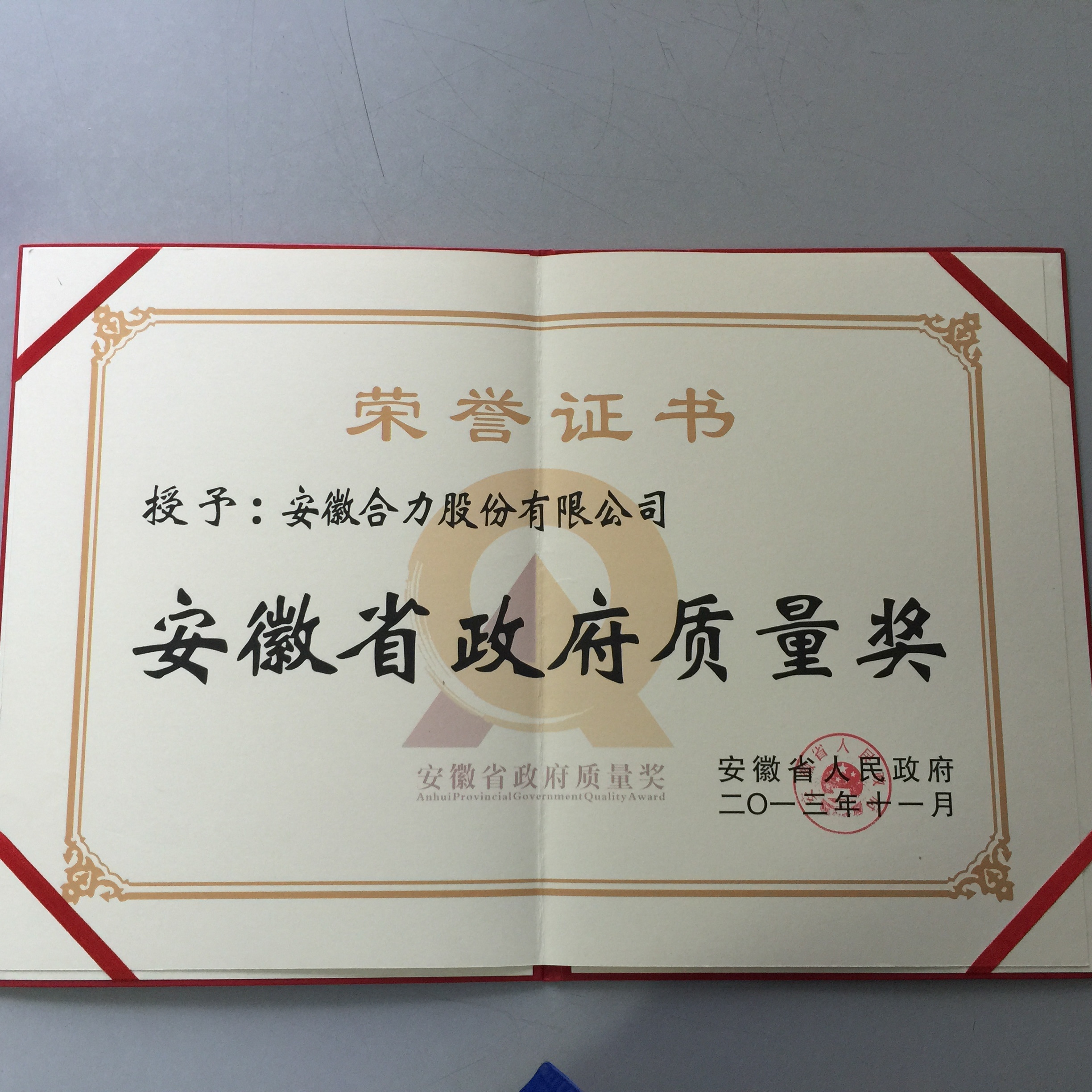 2013 安徽省政府質量獎